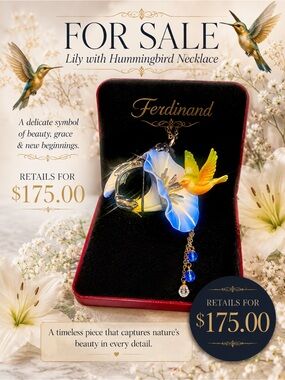 COPY - Franz New 3d Hummingbird necklace. Porcelain, unique/ beautiful. New in …
